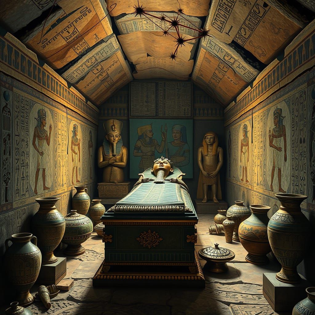 Ancient Egyptian Tomb with Pharaoh Drawings