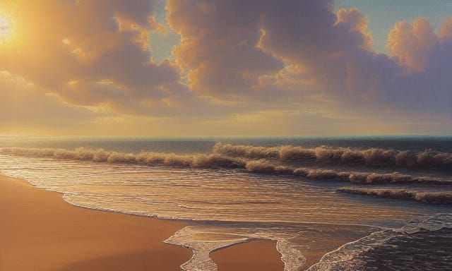 Botticelli-Inspired Beach at Sunset