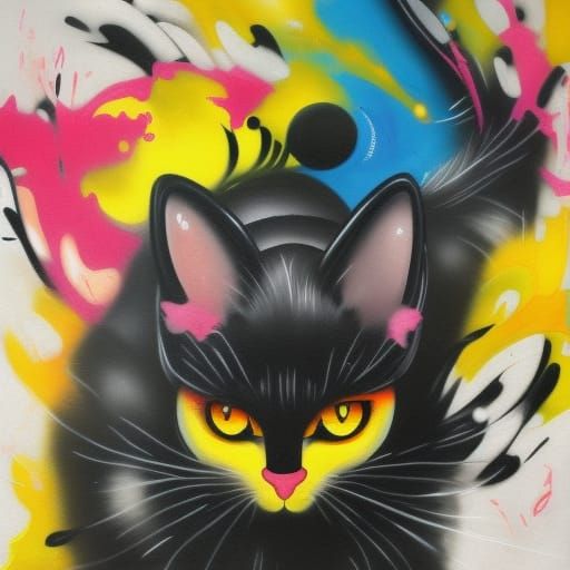 Black Cat Graffiti Art: Street Style Splash
