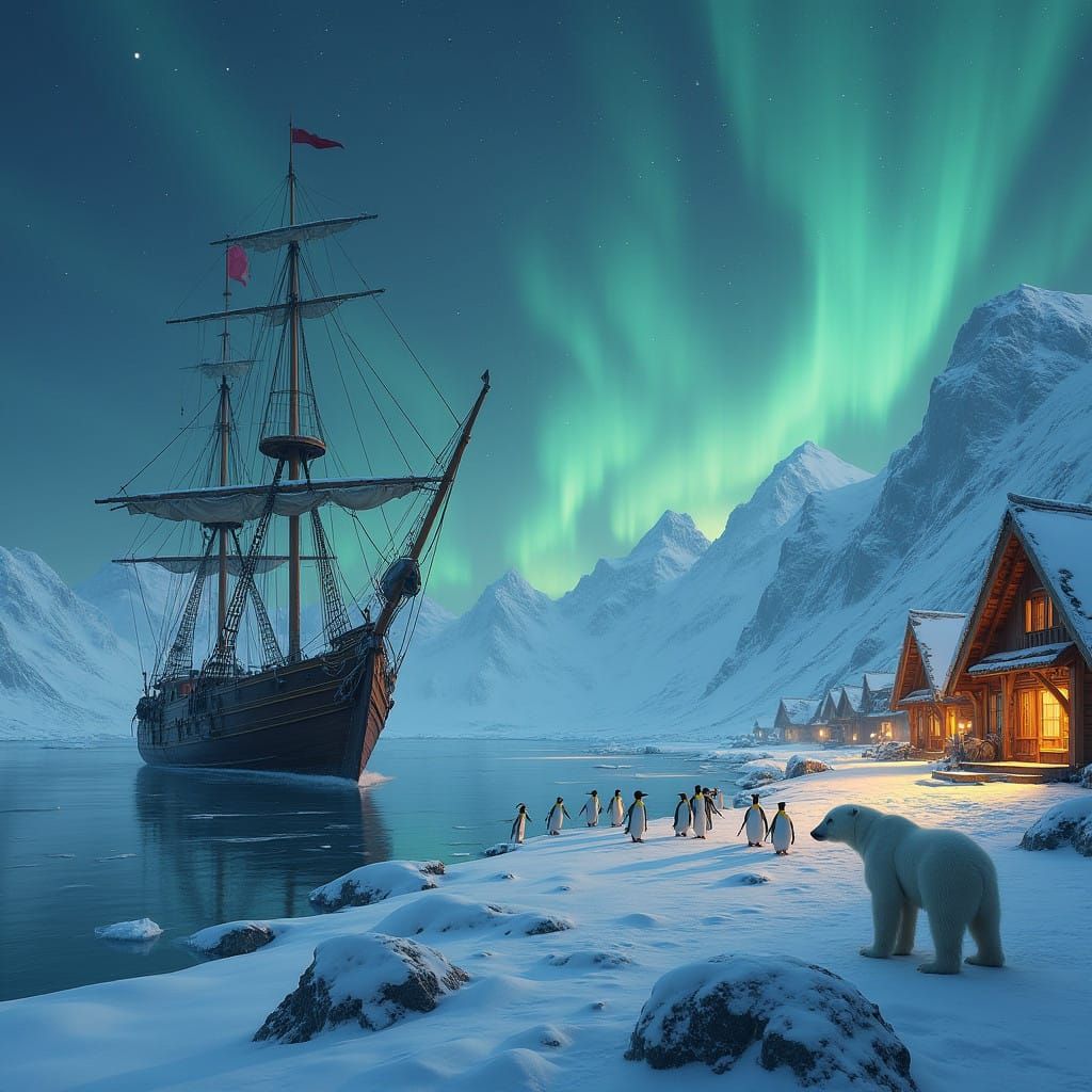 Ethereal Arctic Scene in Majestic Style