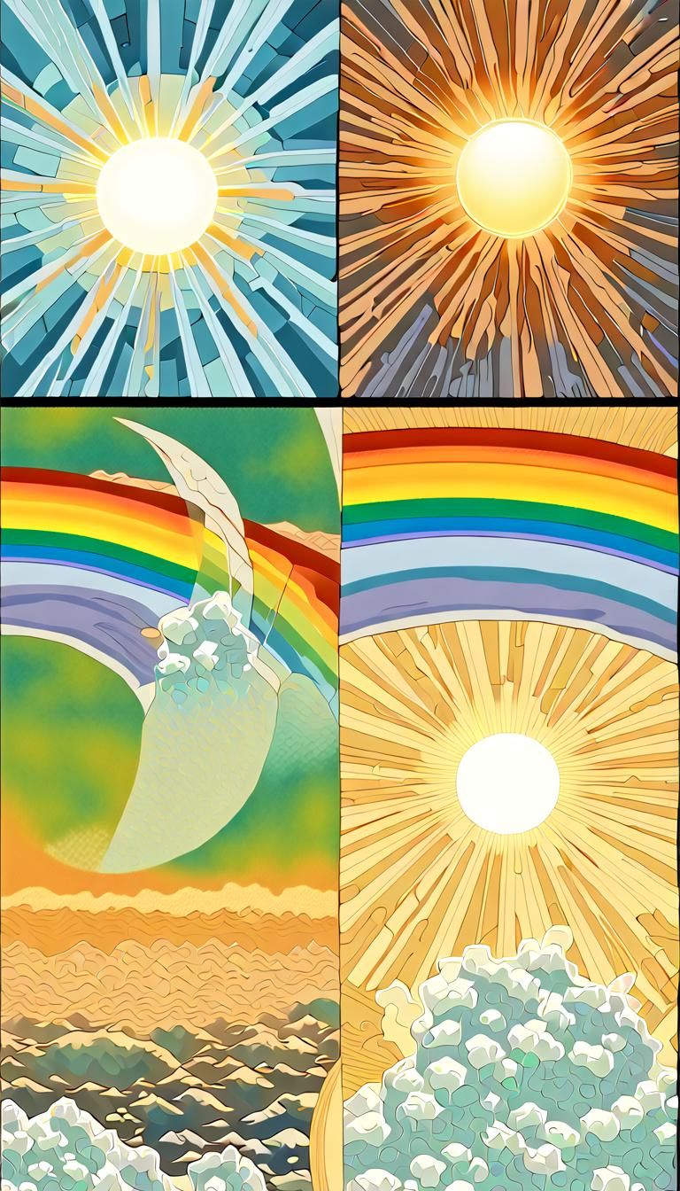 Vibrant Sun Halo Display in Maximalist 3D Art