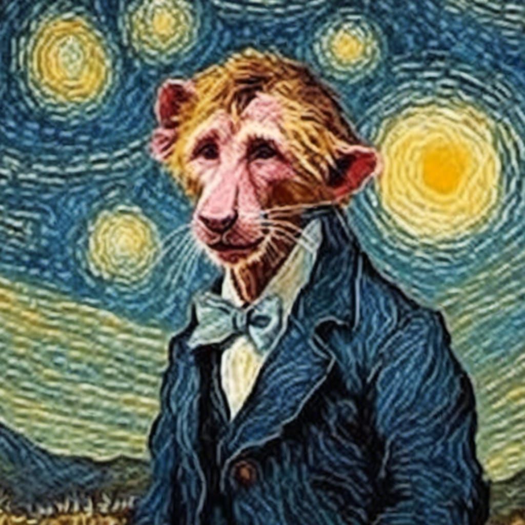 Rat Portrait in Impasto Style of Van Gogh