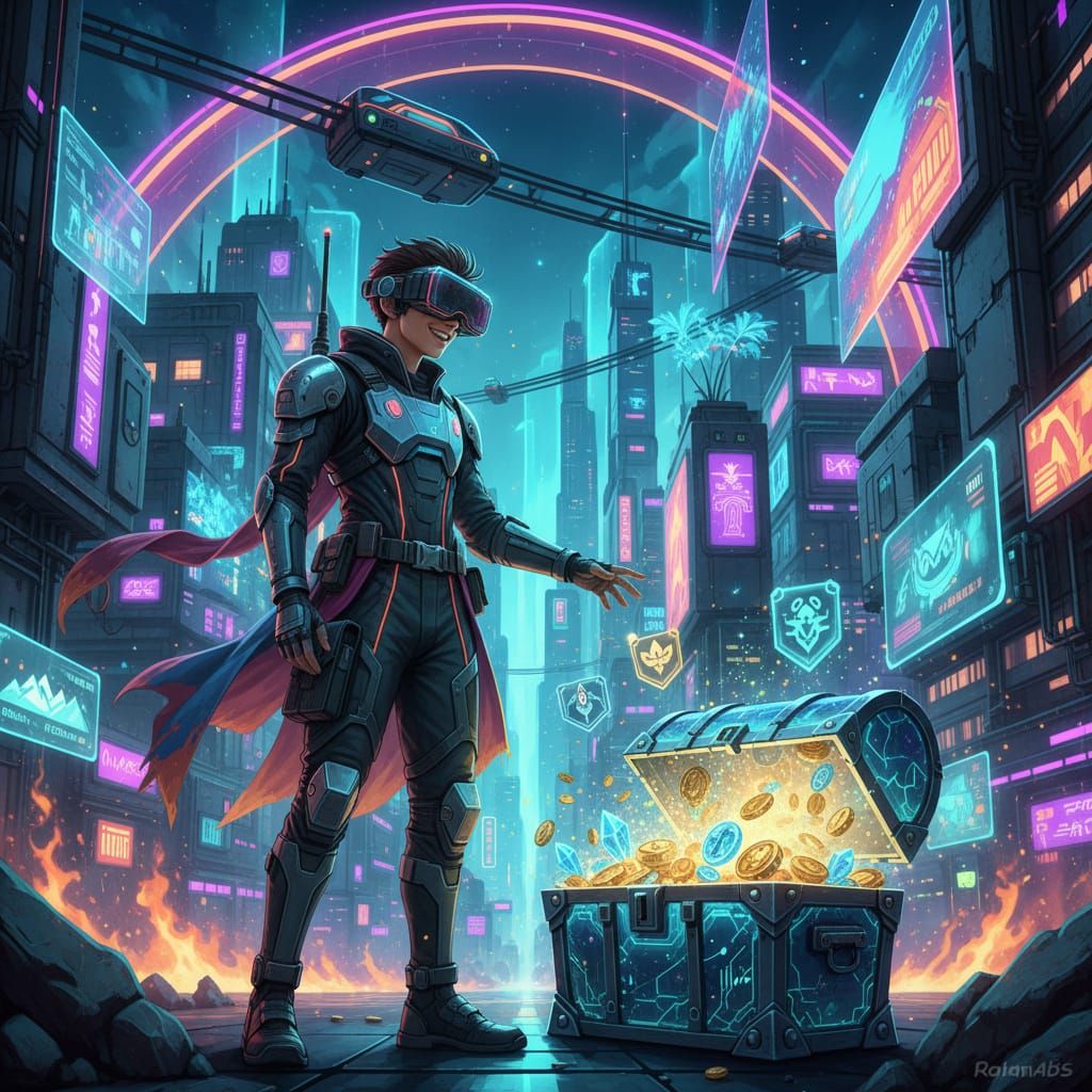Augmented Reality Geocaching Adventure in Cyberpunk City