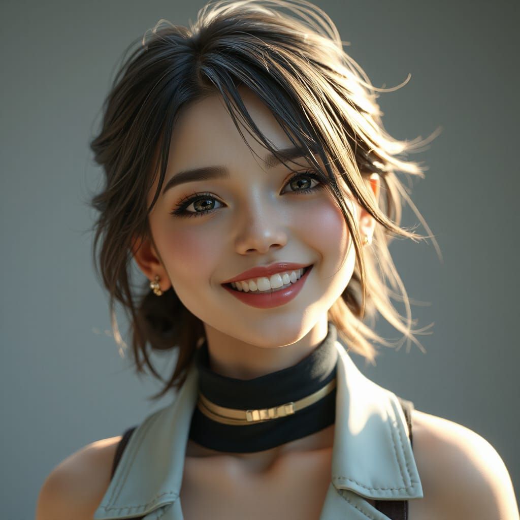 Jovial Woman with a Smile in 3D Anime Art