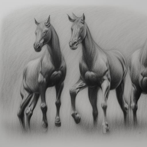 Detailed Charcoal Drawing of Centaurs