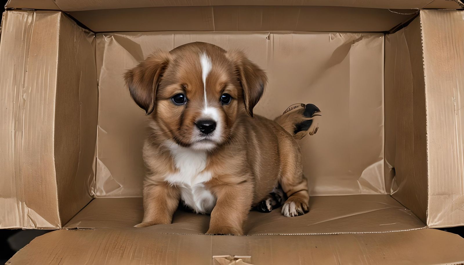 Puppy Peeks Out of Paper Bag in HDR