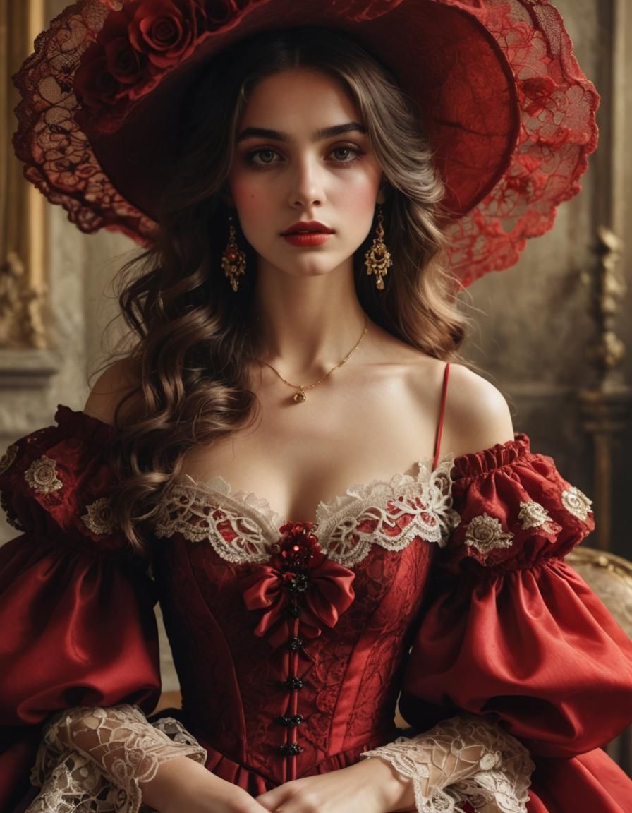 Beautiful Italian Woman in Gothic Victorian Dress