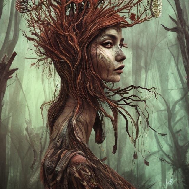 Dark female tree-person
