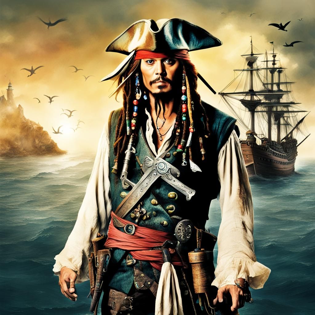 Stylized Digital Rendering of Jack Sparrow