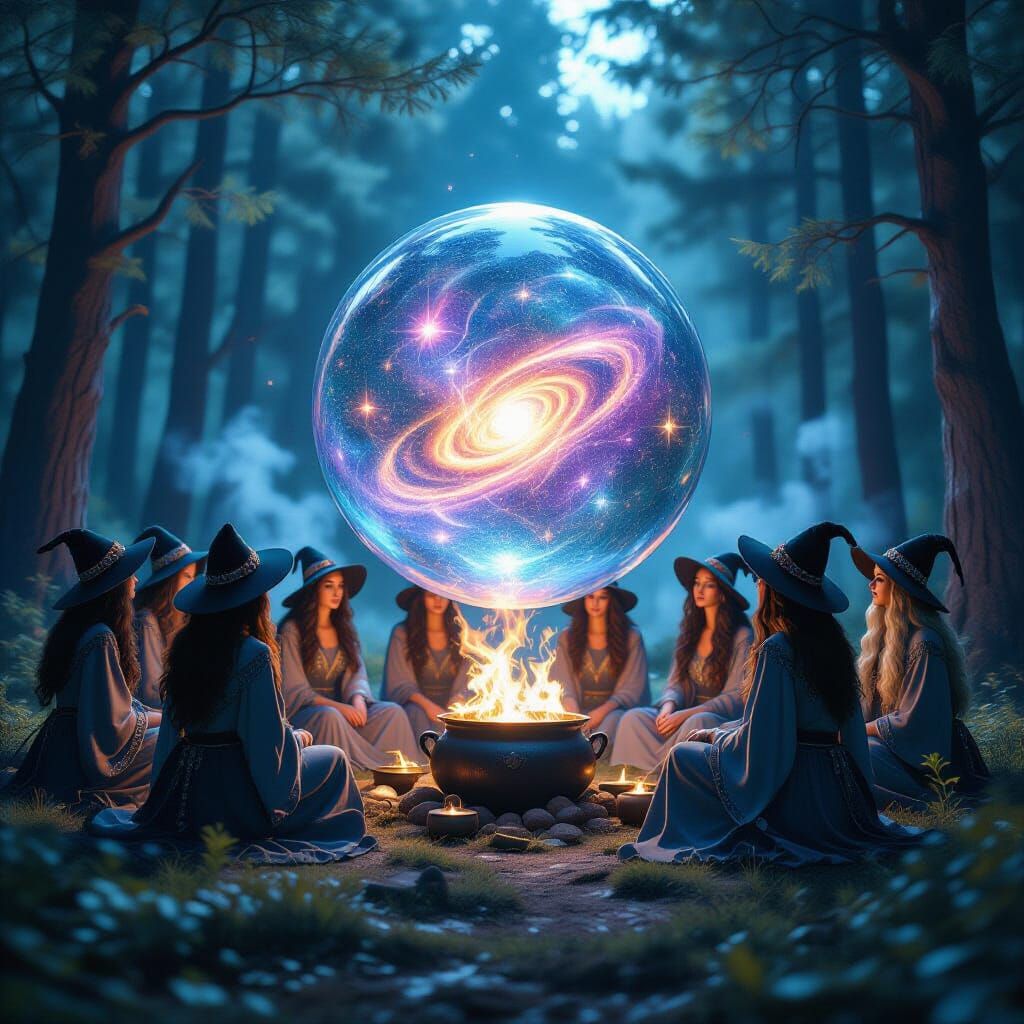 Witches Gazing into Cosmic Crystal Ball
