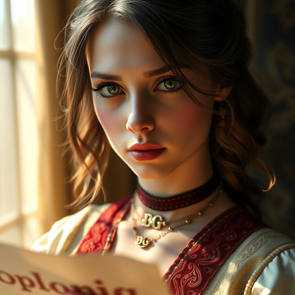 Beautiful Persian Woman with 'BG' Jewelry in Hyperreal Detai...