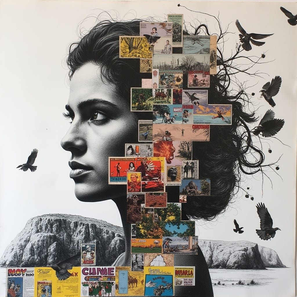 Vibrant Comic Collage on Industrial Metal Background