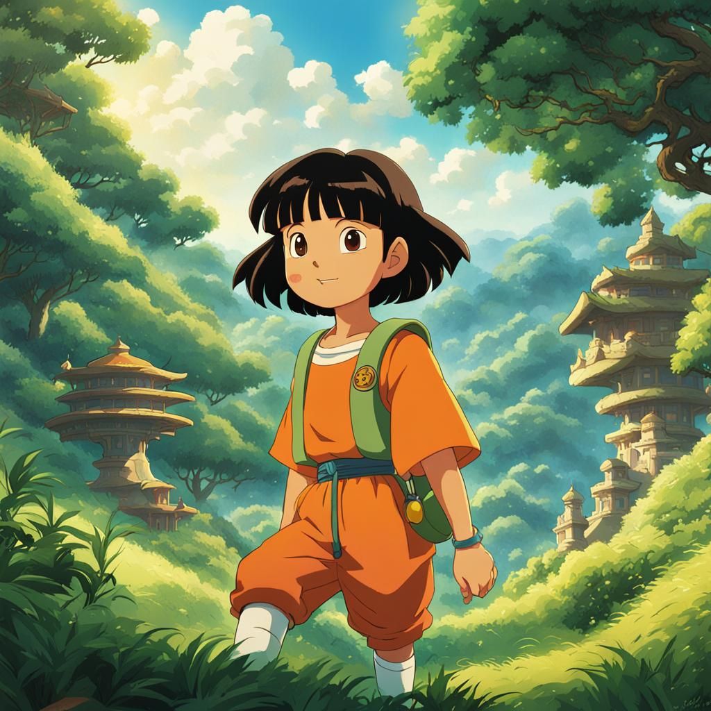 Dora the Explorer in Dragon Ball (though possibly Spirited Away)