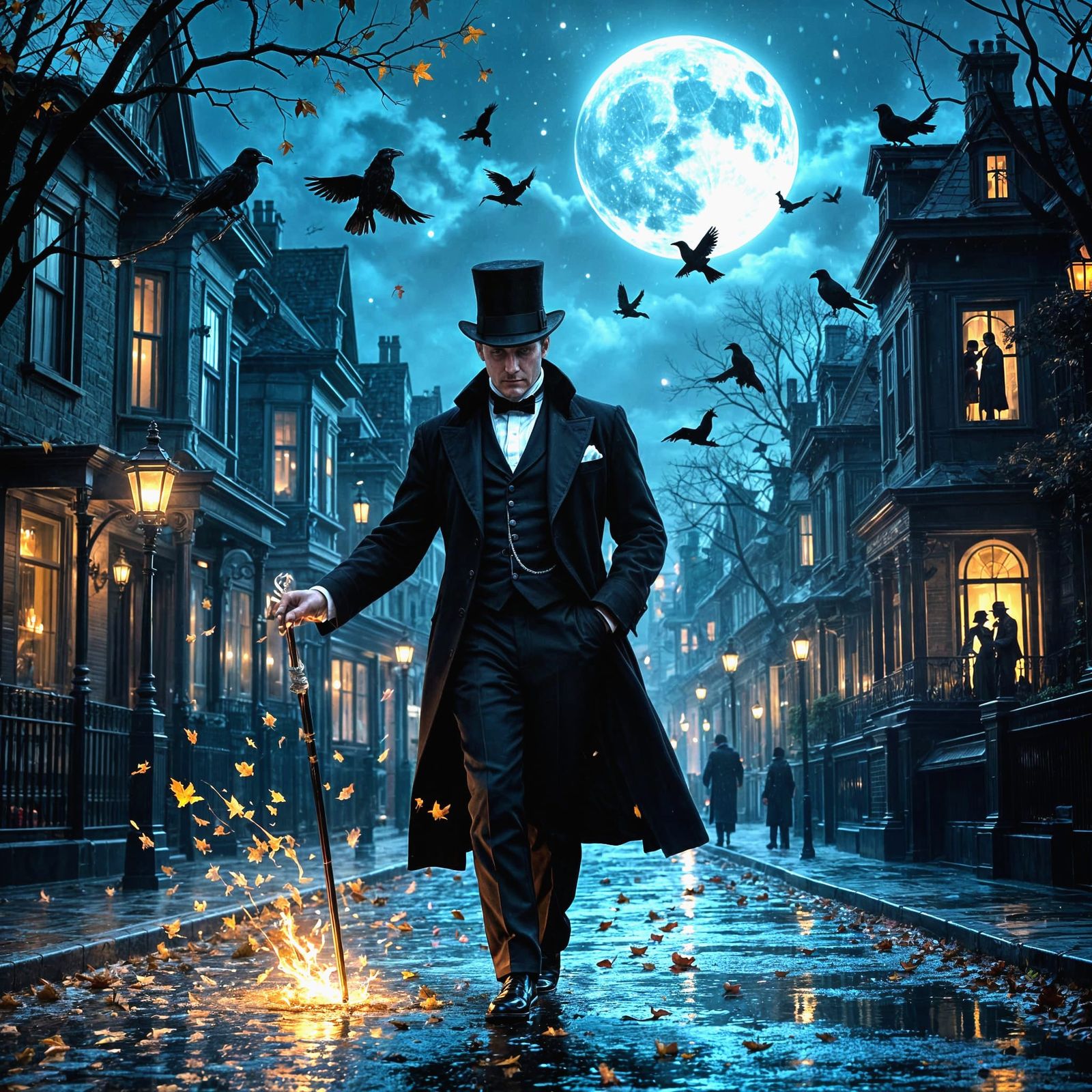 Victorian Man's Cosmic Halloween Night Walk