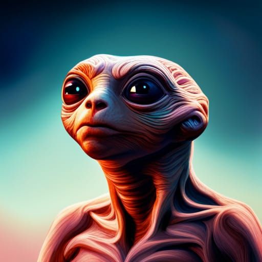 Hyperrealistic ET Extra-Terrestrial Splash Art