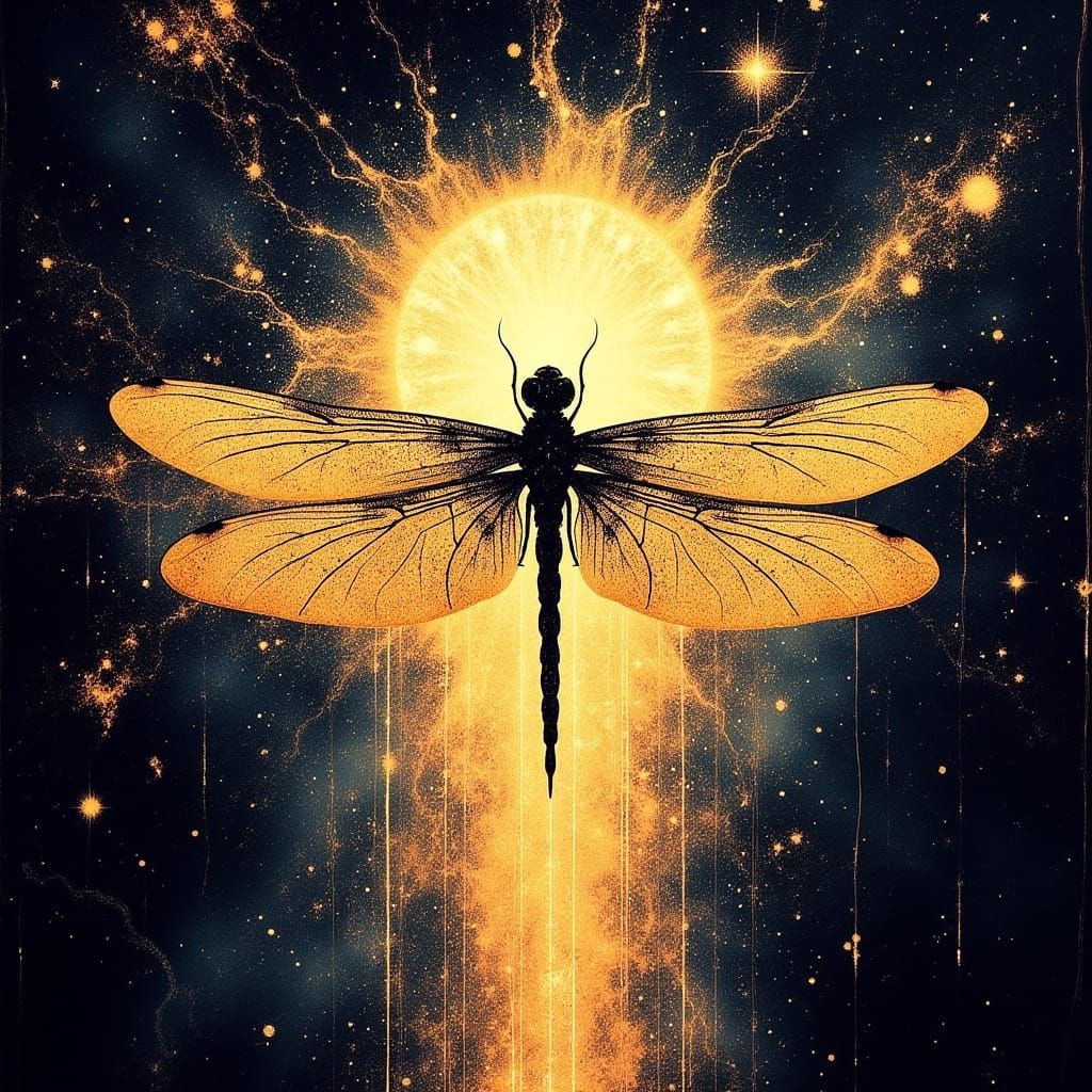 Celestial Dragonfly in Cosmic Splendor