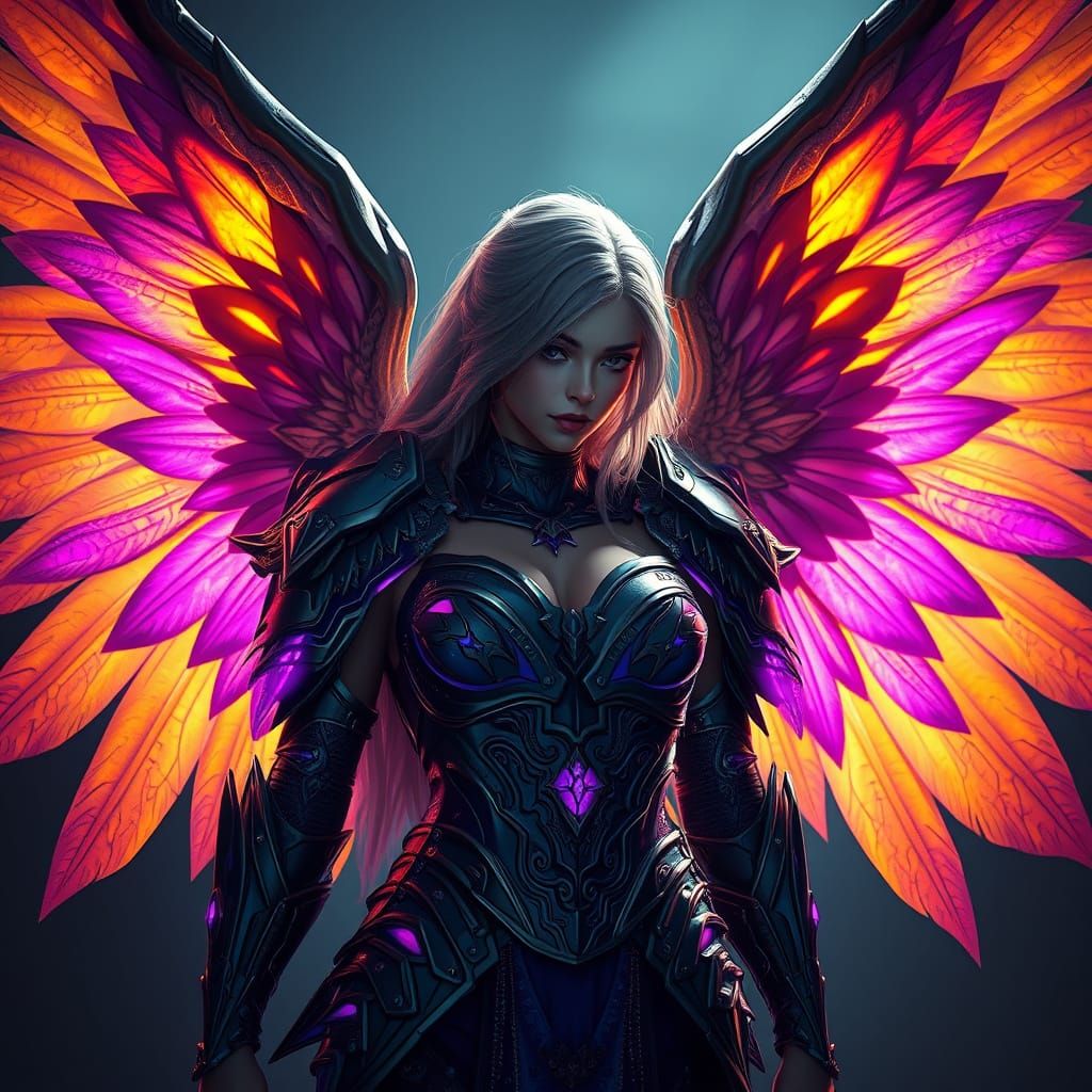 Armored Angel in Dark Fantasy Style