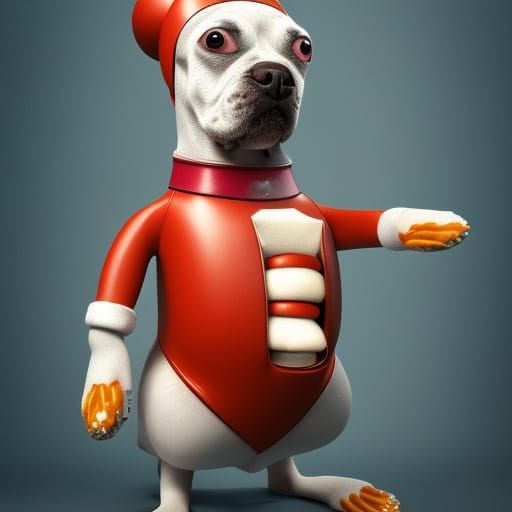 Fantastical Hotdog Canine in Parisian Setting