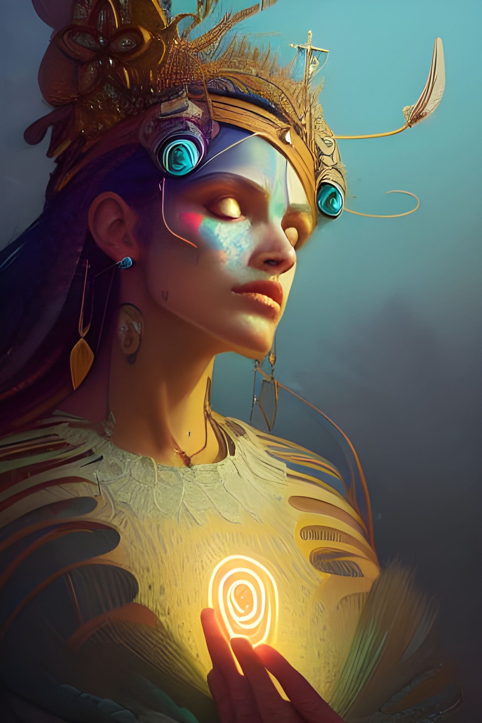 Goddess of Hope Portrait with Spiritual Runes