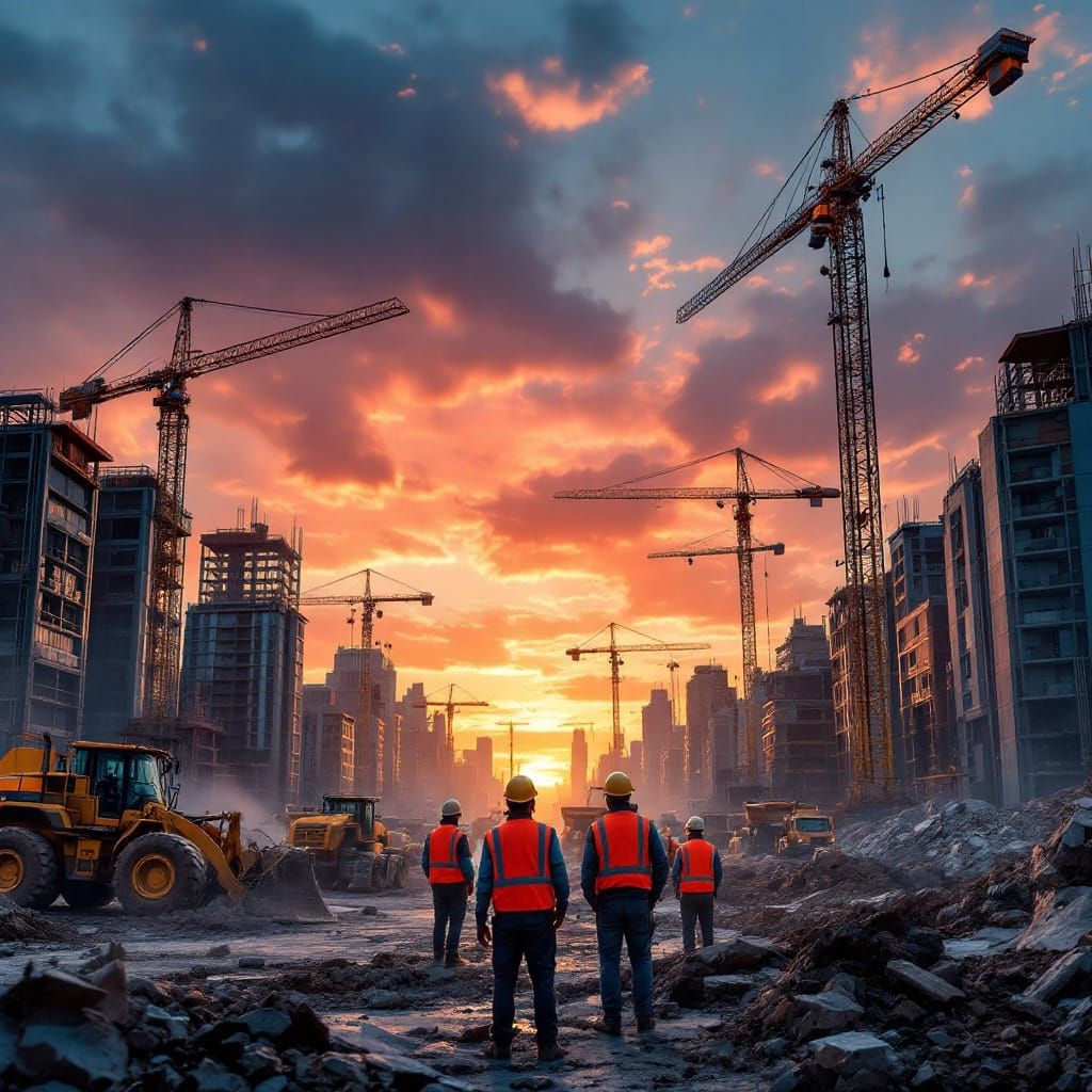 Urban Renewal at Sunset: Cityscape of Hope and Rebirth