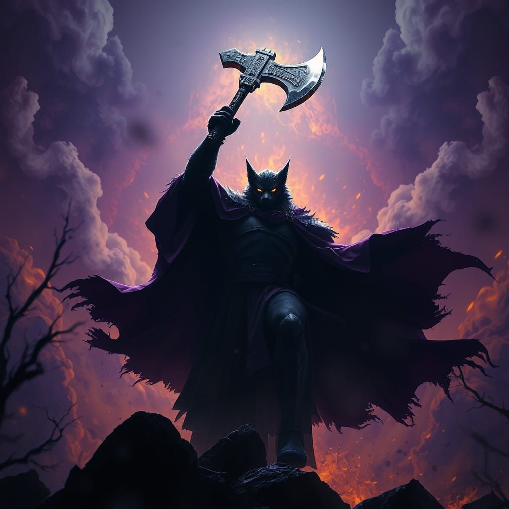 Dark Fantasy Warrior Emerges from Shadows in Gothic Style