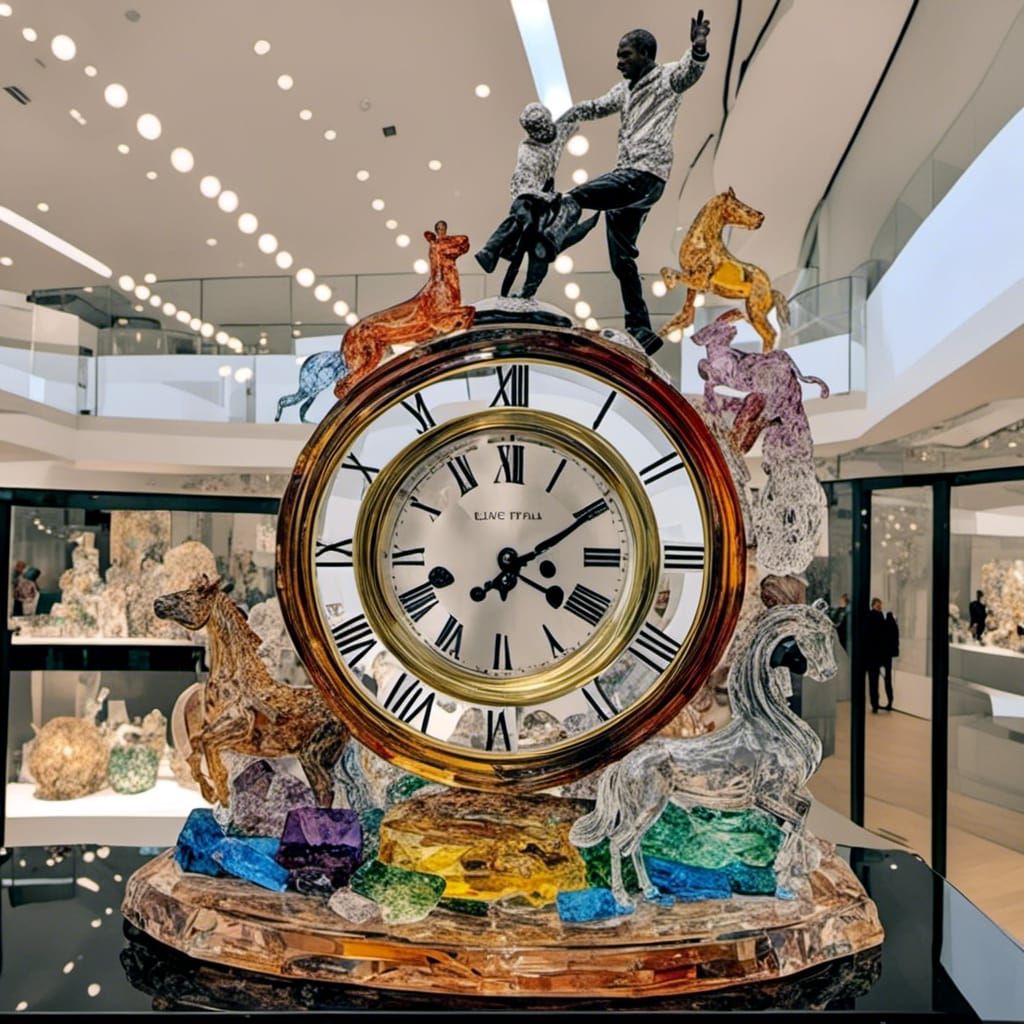 Colorful Stained Glass Clock Illustration