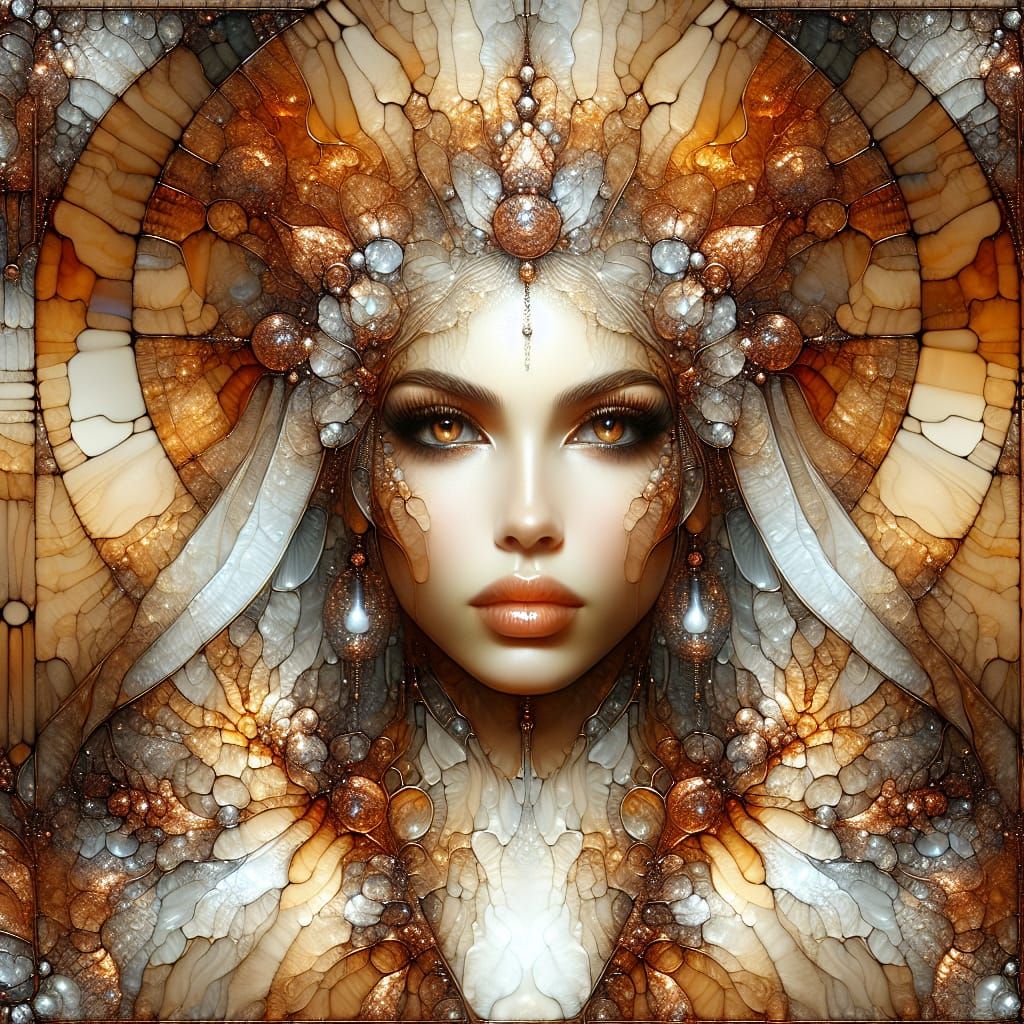 Fantasy Princess in Copper Robe, Majestic Digital Artwork
