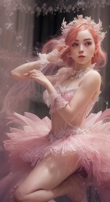 Elegant Ballerina in Masquerade, Hyperdetailed Art