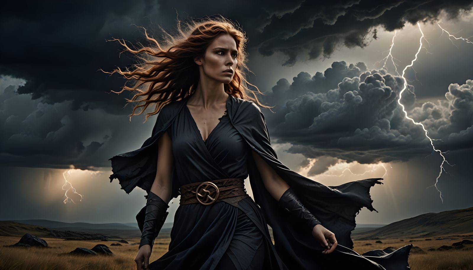 Storm Goddess of Nordthra in Cinematic Fantasy Realism