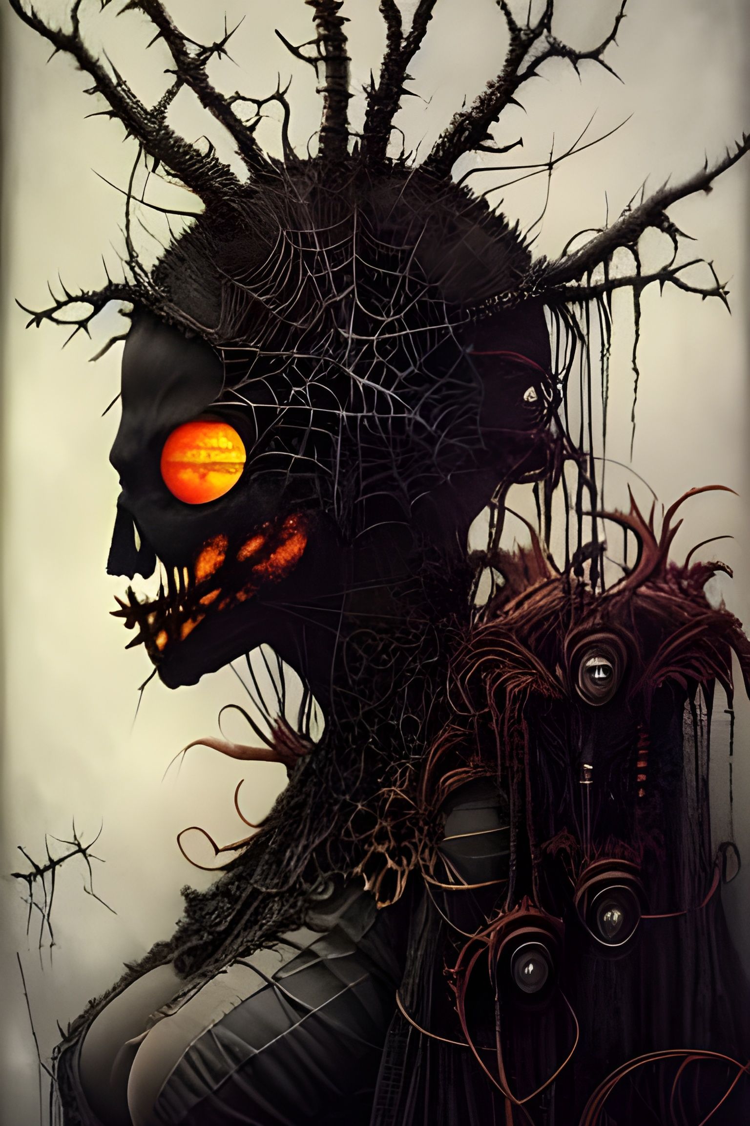 Terrifying Scarecrow Portrait in Sinister Digital Art Style