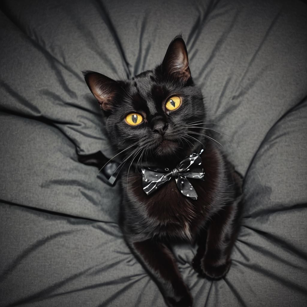 Cool Black Cat Chilling with Sunglasses and Bowtie