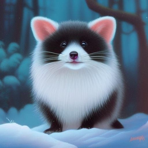 Cute Raccoon in Ukiyo-e Splash Art Style