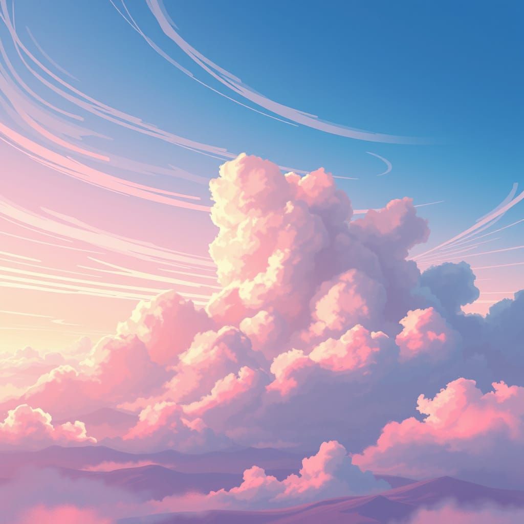Vibrant Anime Sky with Gentle Glow