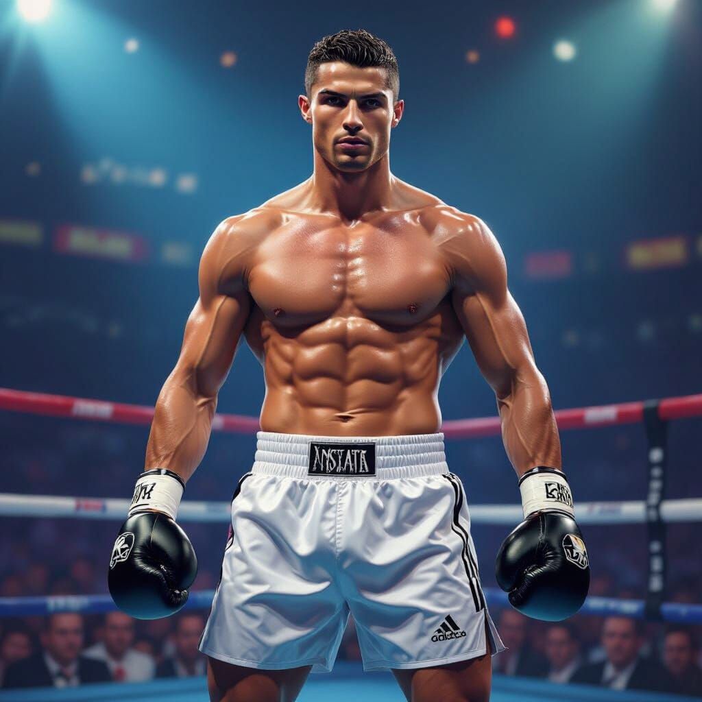 Cristian Ronaldo as a Muscular Boxer in Hyperrealistic Splas...