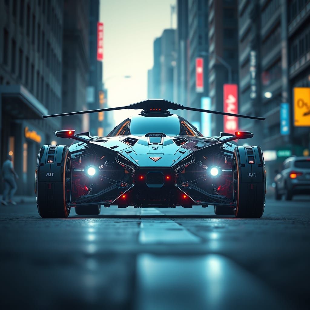 Cyberpunk Car Unveiled in Futuristic Cityscape
