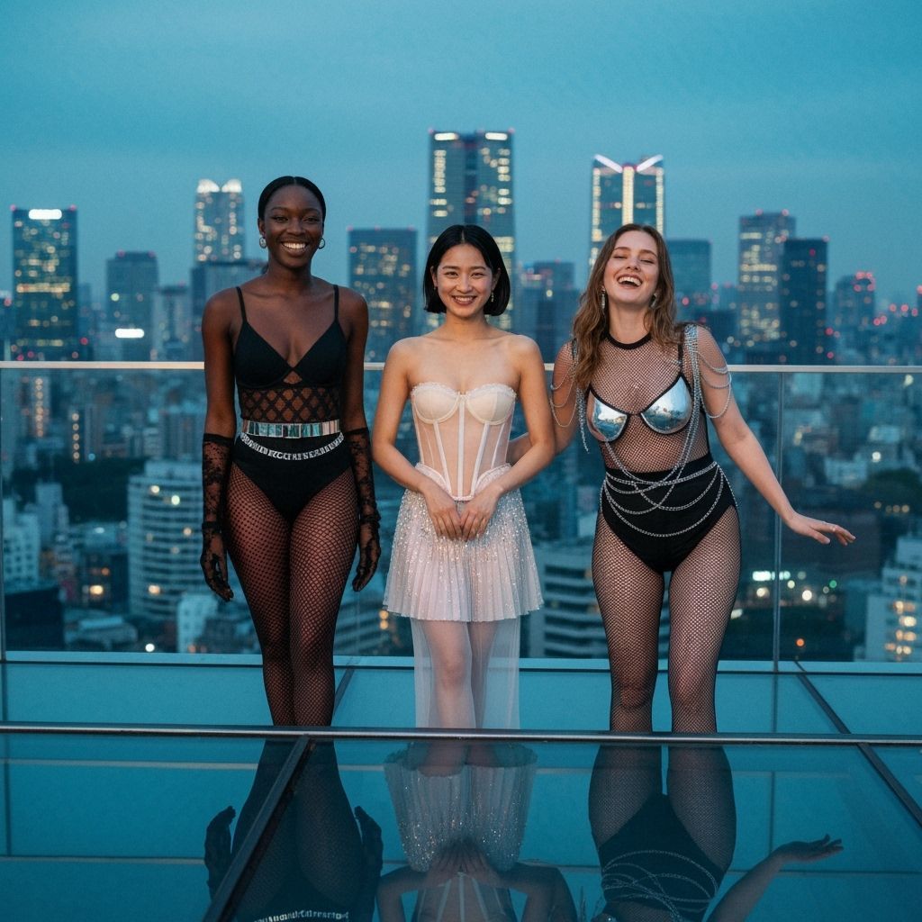 Roppongi Rooftop Portraits of Three Radiant Women