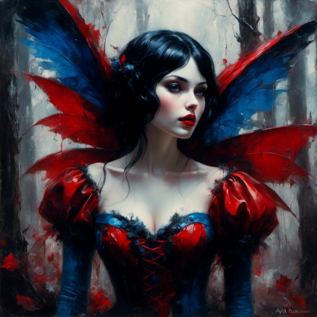 Gothic Snow White Portrait in Dark Forest