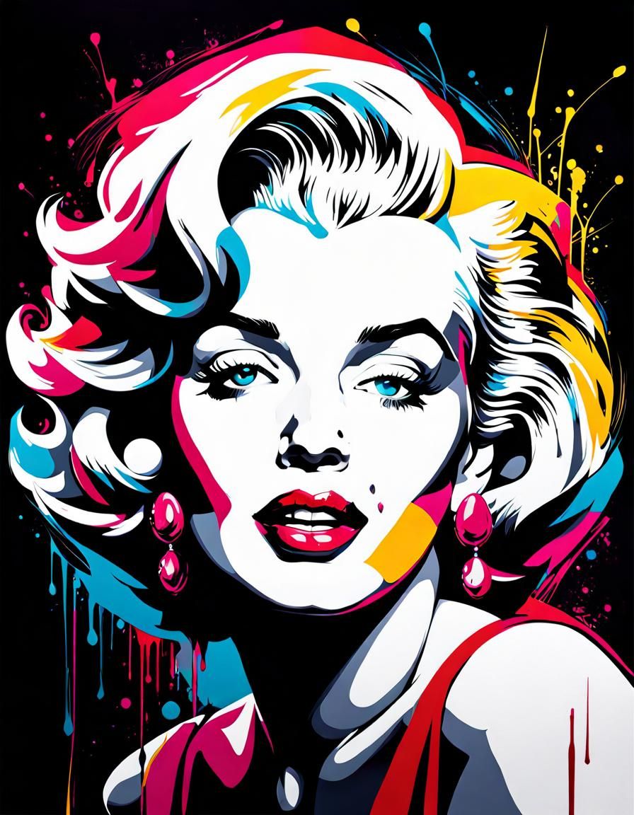 Colorful Marilyn Monroe Graffiti Art Portrait
