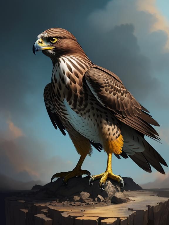 Hyperrealistic Falcon Splash Art in Dramatic Lighting