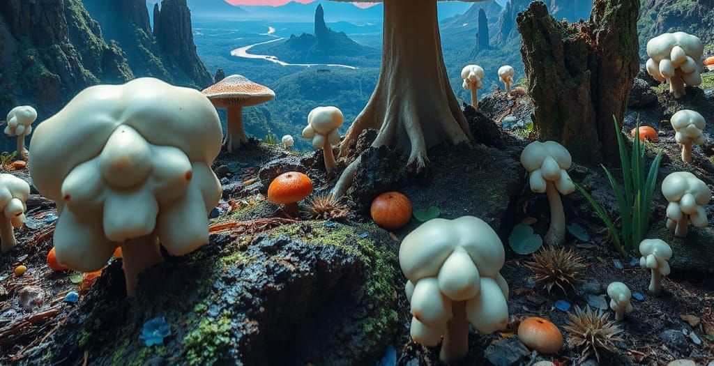 Alien Exoplanet with Evolving Hybrid Species