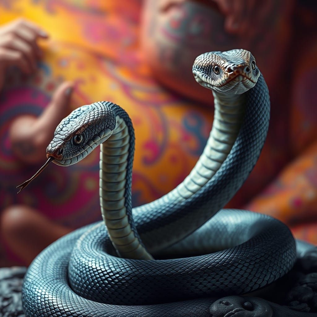 Vibrant, Hyperrealistic Snake in Dramatic Lighting