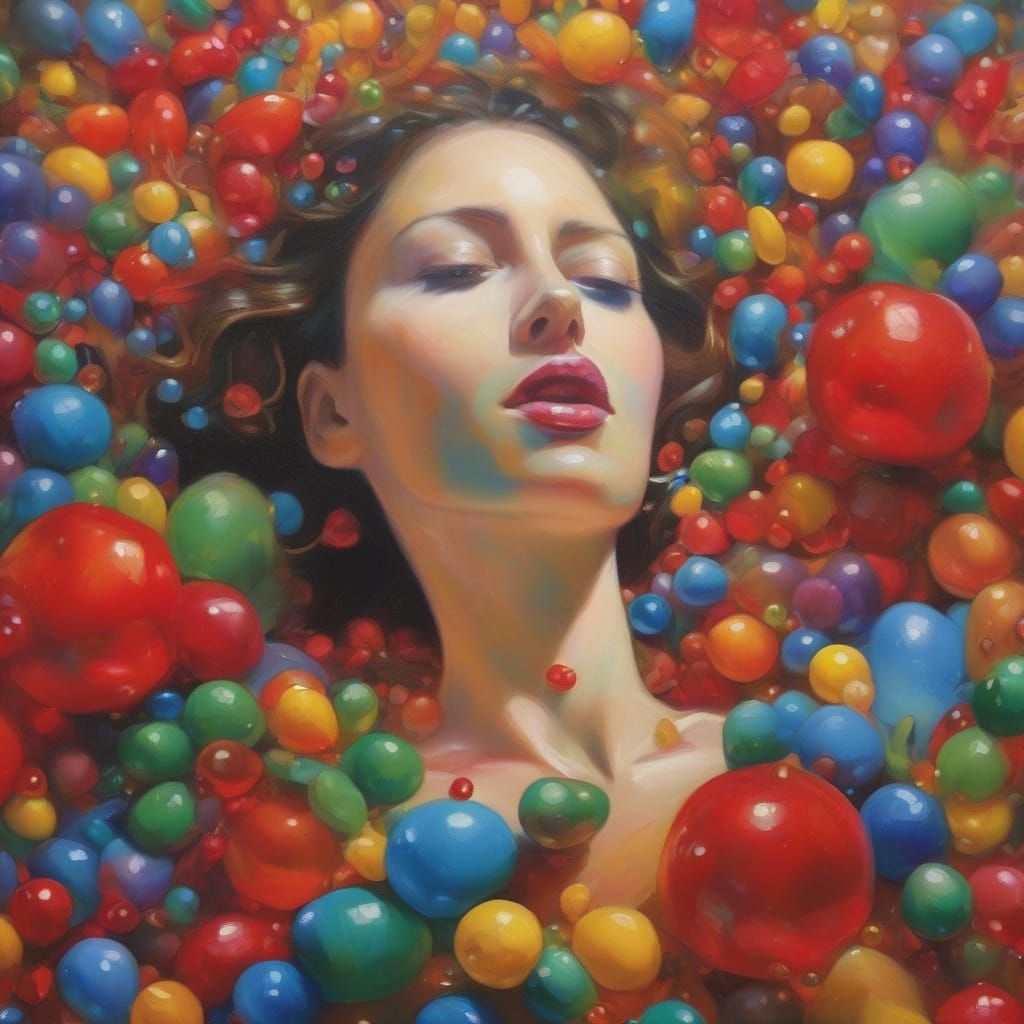 Surreal Princess in Exploding Beads: Cubist Art