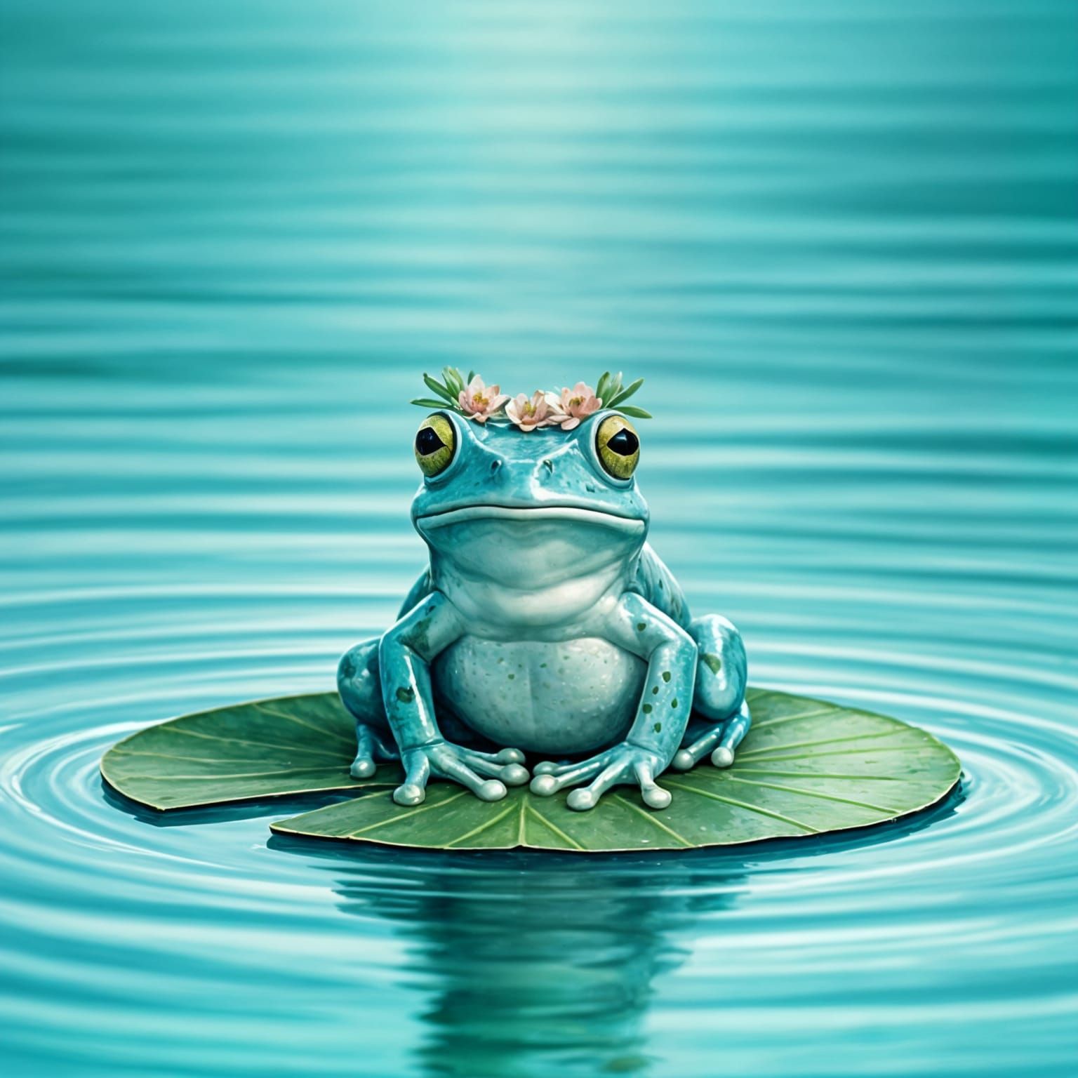 Whimsical Turquoise Frogs in Watercolor Style