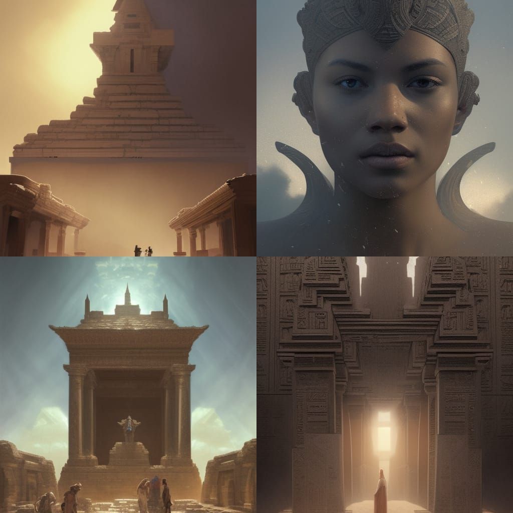 Dendera Temple Complex Building, Hyperdetailed Concept Art