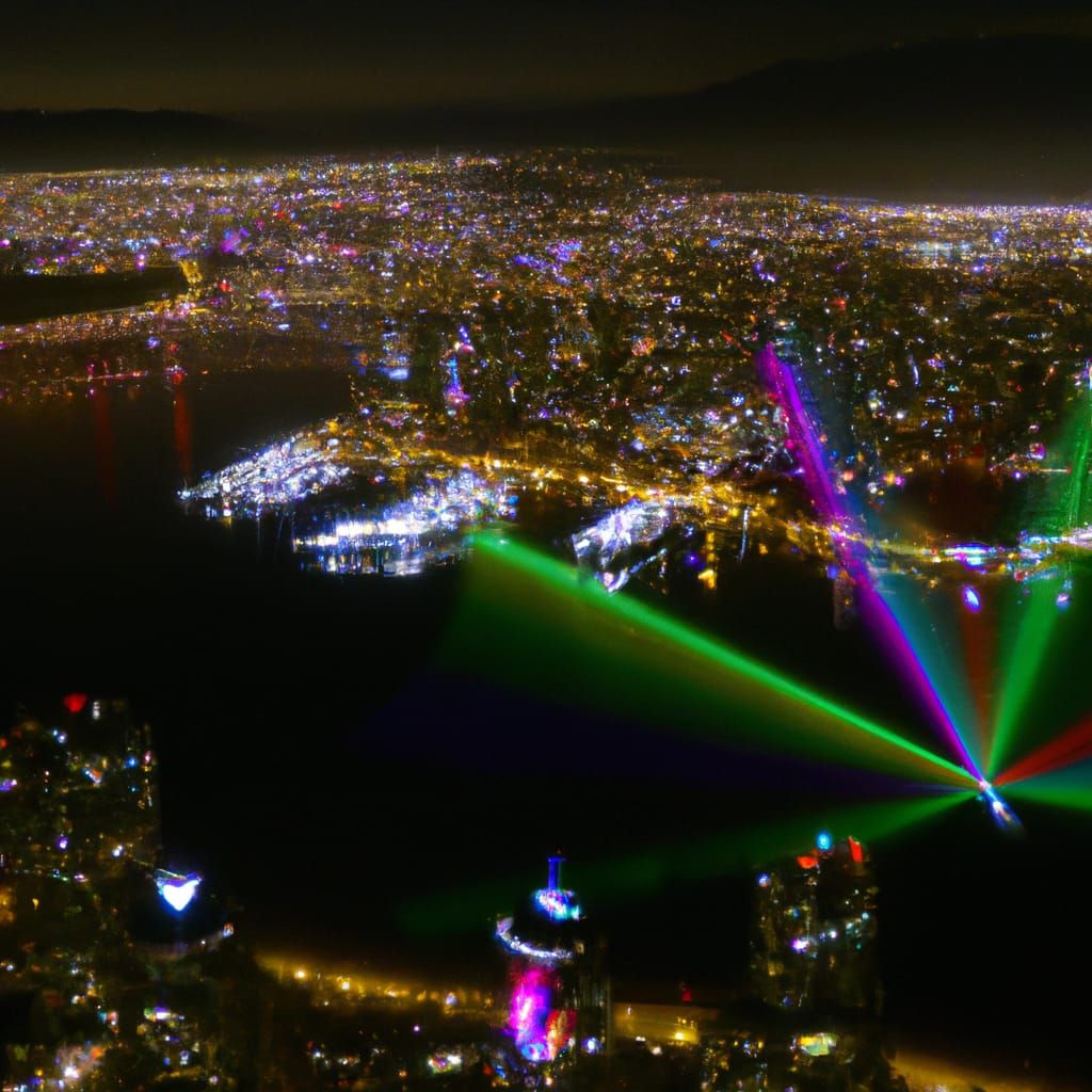Vancouver Harbour Nightscape with Laser Lightshow