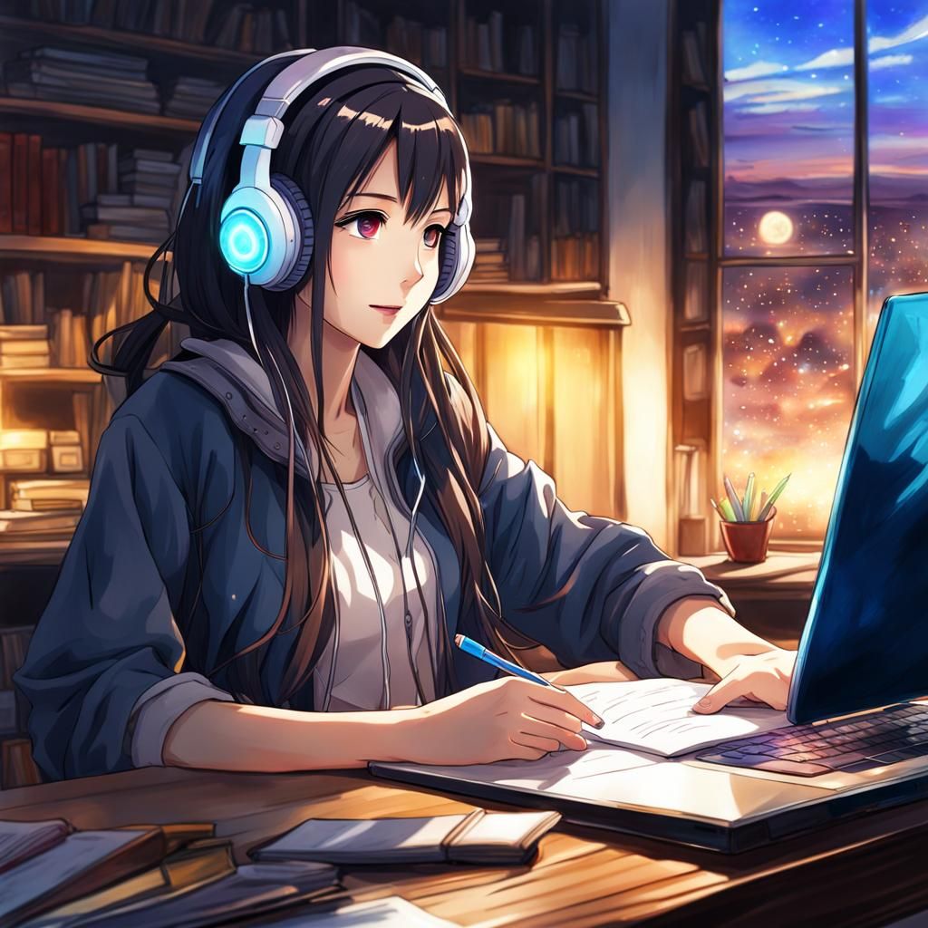 Girl studying
