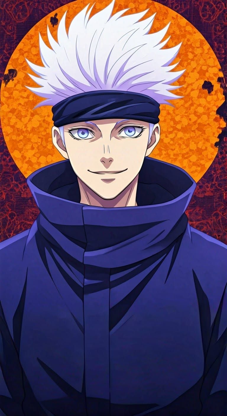 Satoru Gojo: Charismatic Jujutsu Sorcerer in Anime Style
