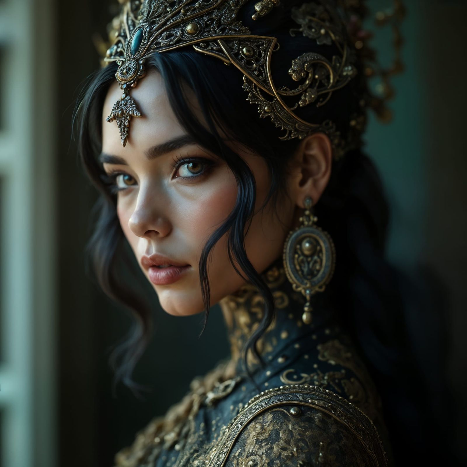 Alluring Ebony & Ivory Goddess in Cinematic Style