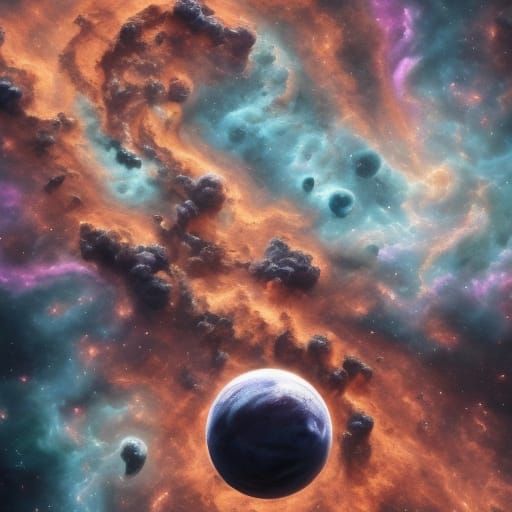 Alien in a Cosmic Surrealist Landscape