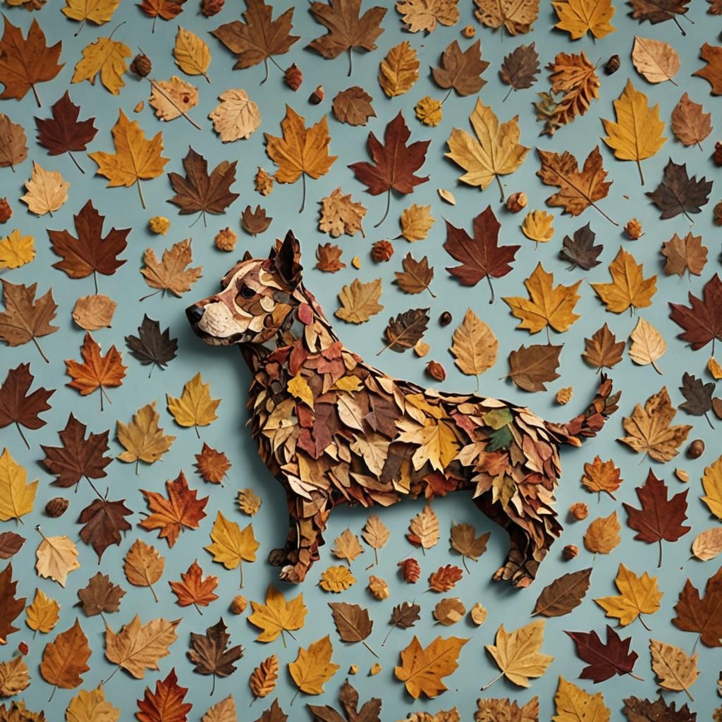 Canine Masterpiece from Golden Autumn Leaves